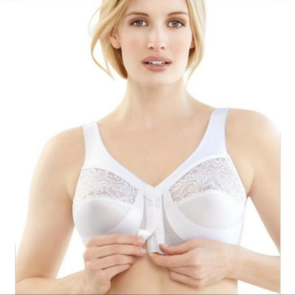 Glamorise magic lift front-Closure wirefree full coverage bra white 48DD US - Picture 1 of 8